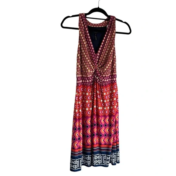 laundry by Shelli Segal Pop Orange Multi Sleeveless Halter Dress Lined Size 10 - Picture 1 of 10